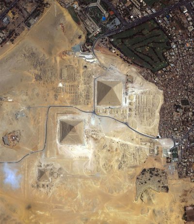 Satellite view of the Pyramids of Giza, Egypt by National Aeronautics and Space Administration National Aeronautics and Space Administration